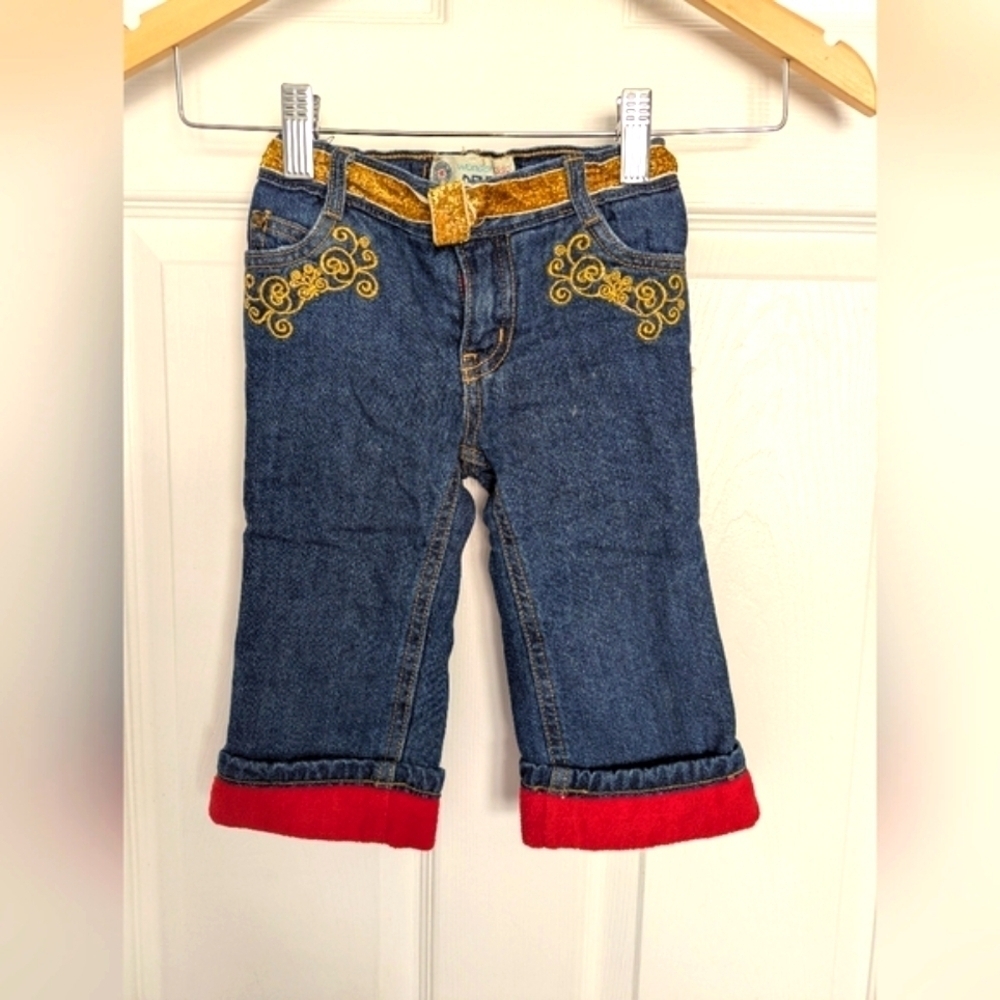 Wonderkids Baby Girl's Fleece Lined Denim/Jeans With Heart Shaped Pockets